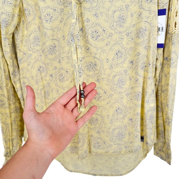 Noble Outfitters XXL Shirt Yellow Paisley Peasant Blouse Folklore Lace 21007 - Picture 14 of 16